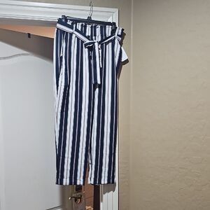 Joe B Navy and White Striped Chinos